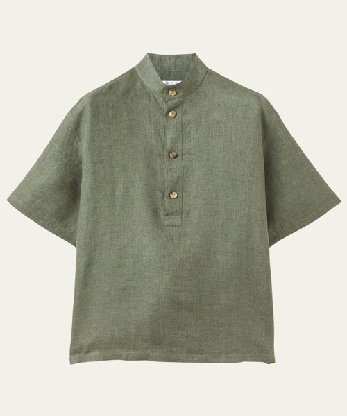 "HAKUSAN" 리넨 숏 슬리브 셔츠