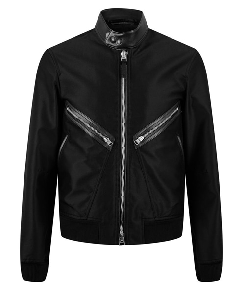 트리밍 울 실크 봄버 자켓