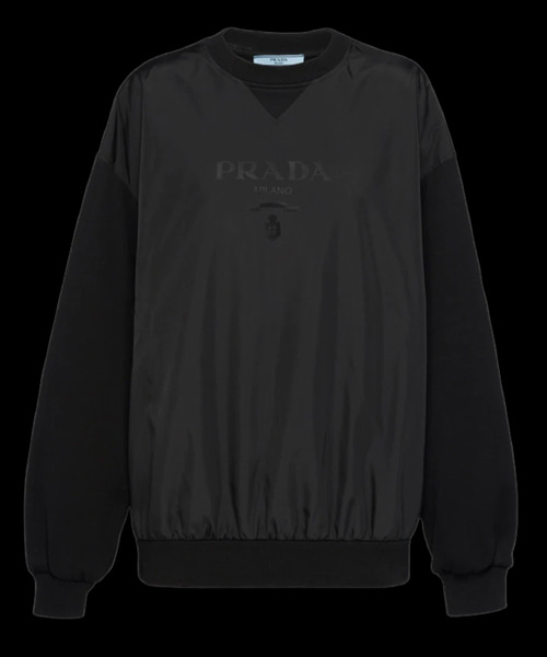 더블 저지 앤 나일론 크루넥 스웨트셔츠