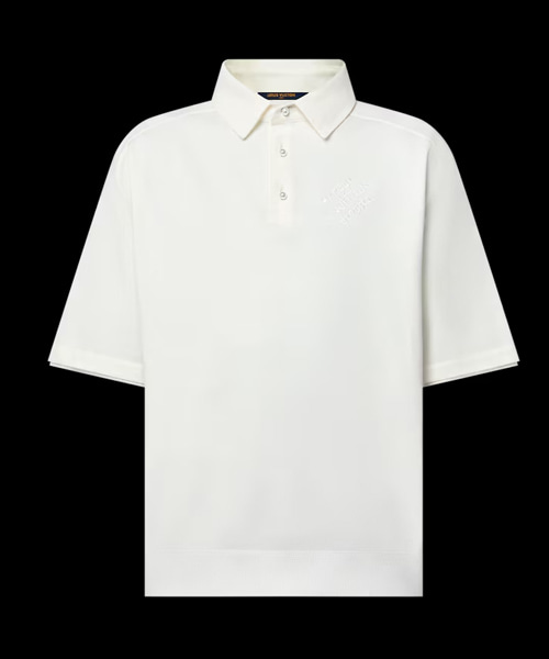 자수 코튼 블렌드 반팔 폴로 셔츠