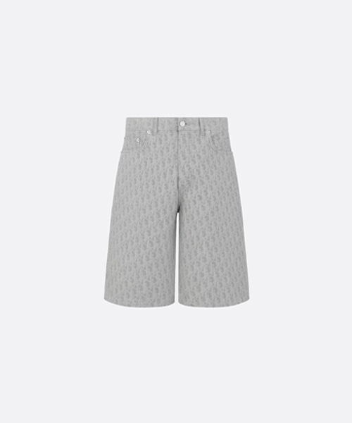 그레이 코튼 데님 버뮤다 쇼츠