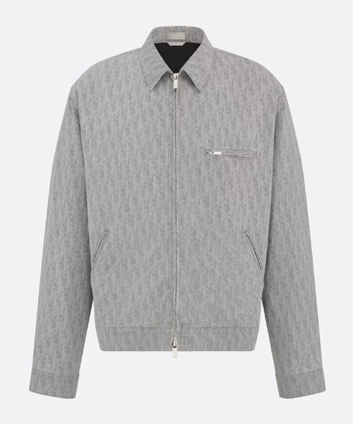 그레이 코튼 데님 지퍼 블루종 재킷