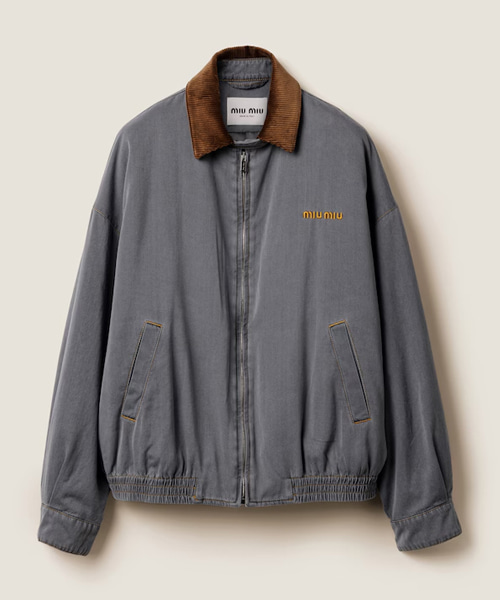 벨벳 칼라 샴브레이 자켓