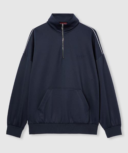 엠보스드 로고 테크니컬 저지 스웨트셔츠