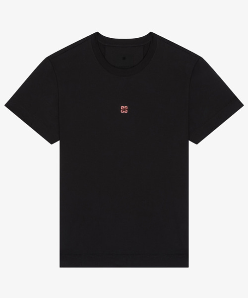 4G 자수 코튼 슬림핏 티셔츠