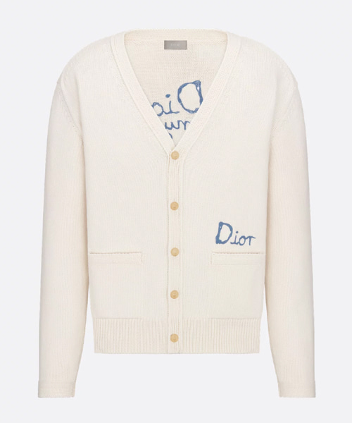 화이트 코튼 블렌드 저지 가디건