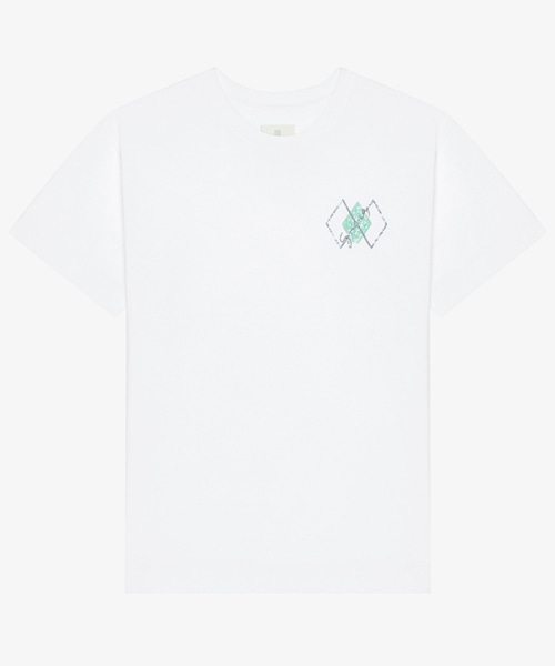 화이트 시퀸 아가일 패턴 티셔츠