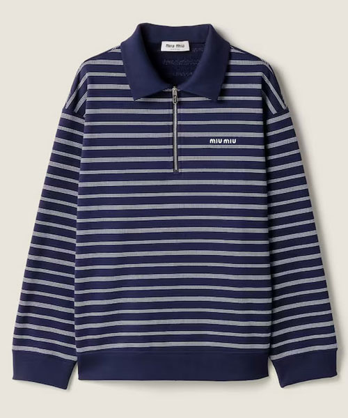 스트라이프 지퍼 폴로 셔츠