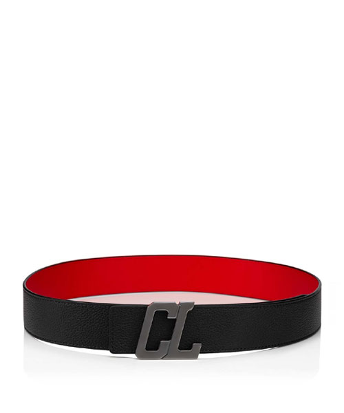 해피 루이 CL 로고 그레인드 카프 레더 벨트