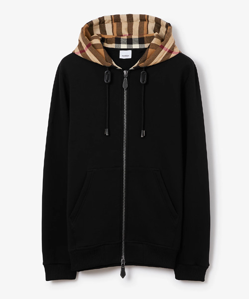 체크 후드 집업