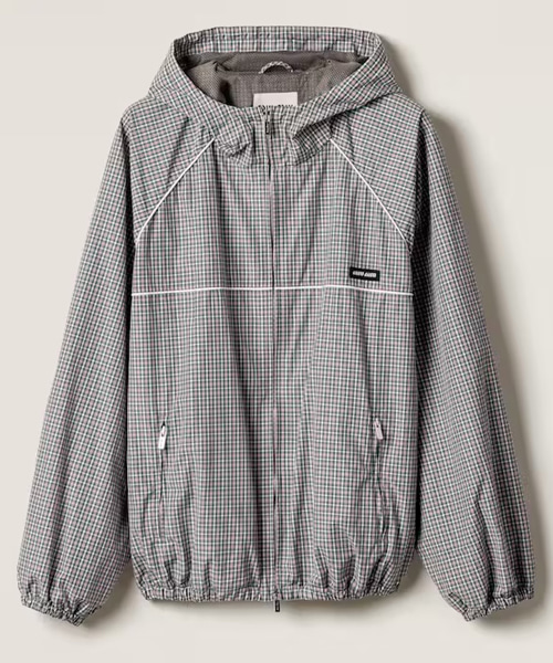 체크 테크니컬 패브릭 봄버 재킷