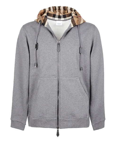 체크 후드 집업