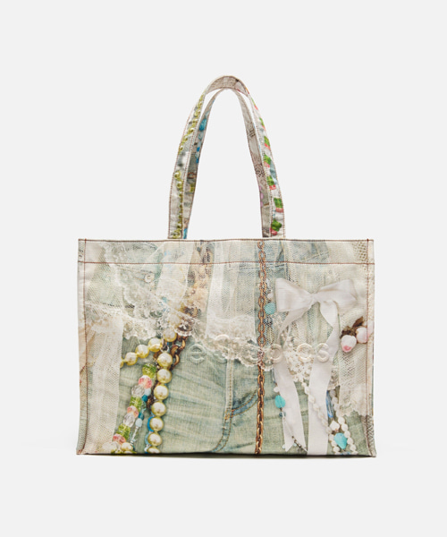 로고 숄더 토트 백