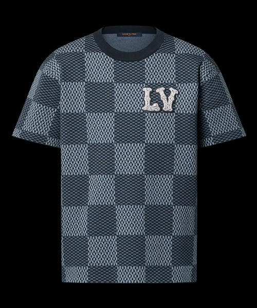 다미에 크리스탈 LV 패치 코튼 크루넥