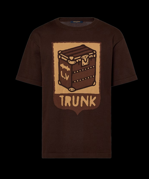 인타르시아 코튼 숏 슬리브 크루넥