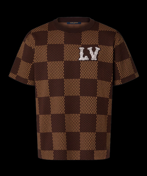 다미에 크리스탈 LV 패치 코튼 크루넥