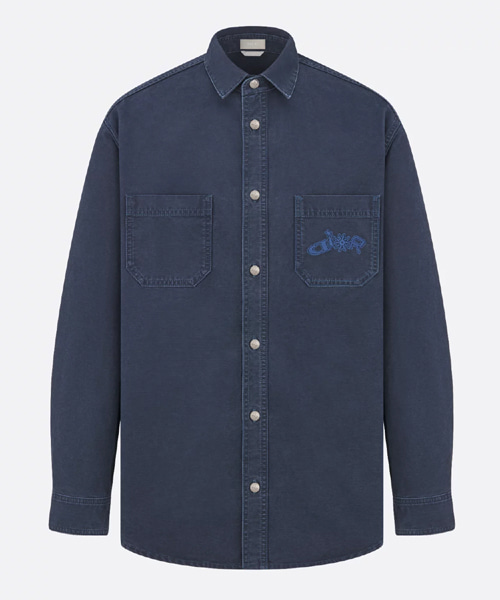 블루 코튼 셔츠