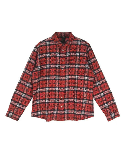 루즈 엔드 크로스 패치 코튼 플란넬 셔츠