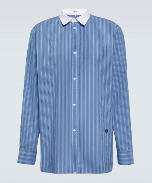 스트라이프 패턴 포플린 셔츠