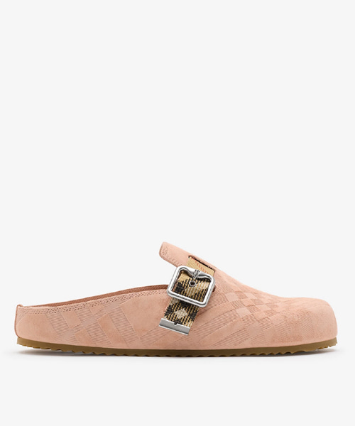 체크 스웨이드 어친 클로그