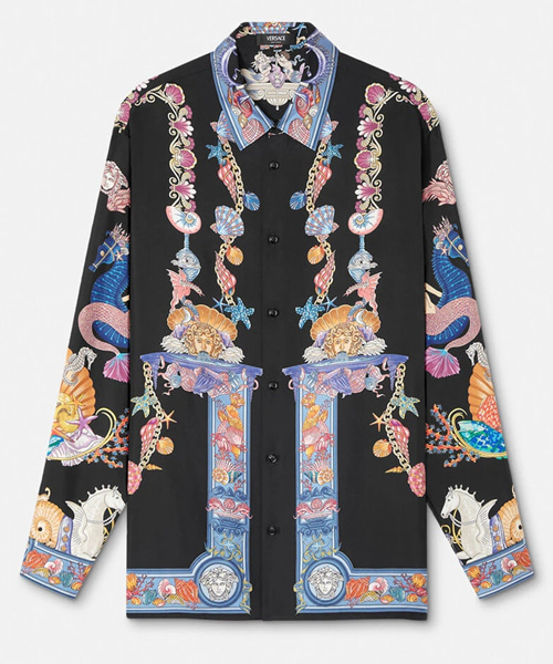 코랄 실크 셔츠