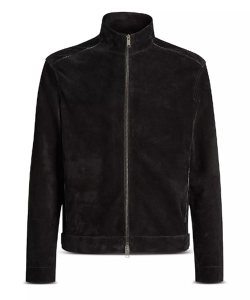 집 프런트 스웨이드 블루종 재킷