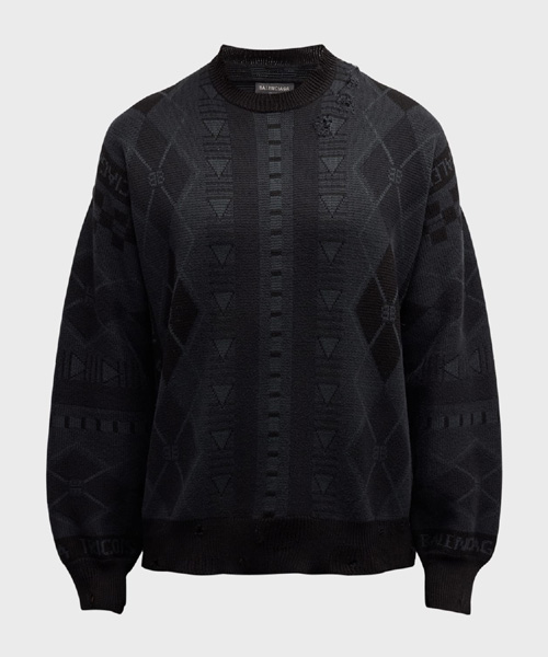 자카드 크루넥 스웨터