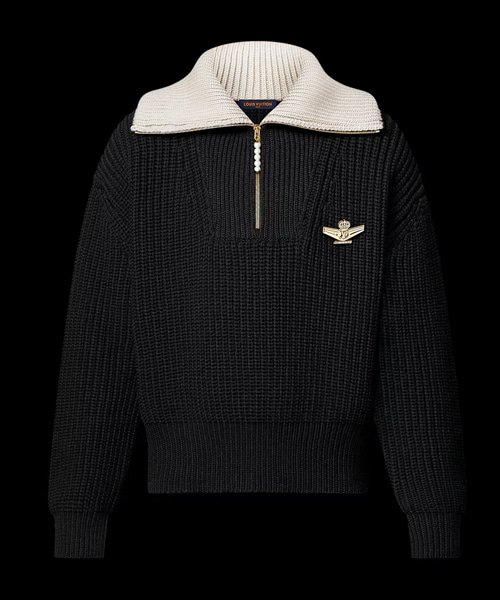 청키 울 블렌드 하프 집업 풀오버