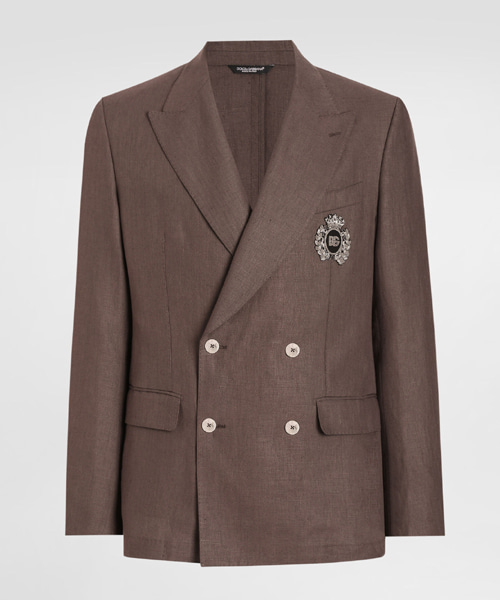 더블 브레스트 리넨 자켓
