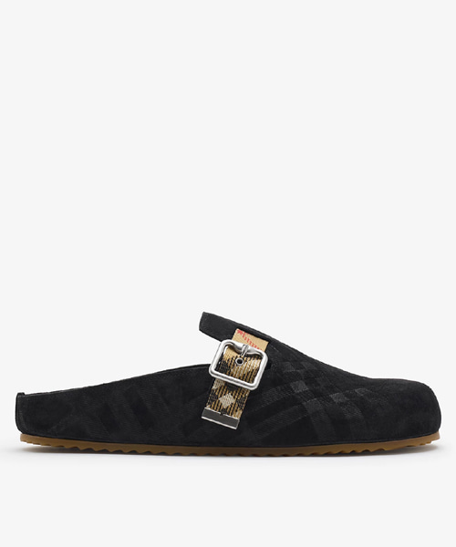 체크 스웨이드 어친 클로그