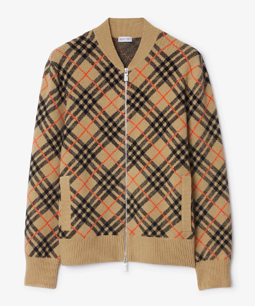 체크 캐시미어 보머 재킷