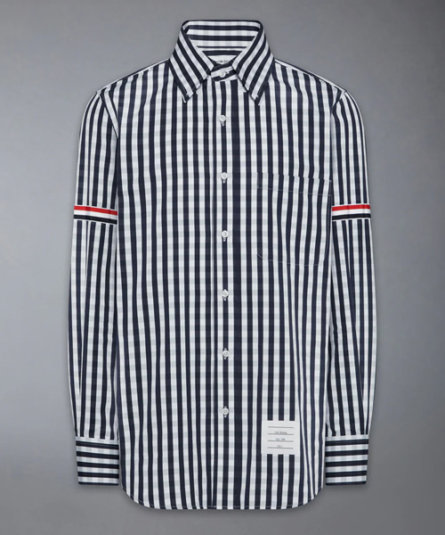 깅엄 체크 포플린 암밴드 셔츠