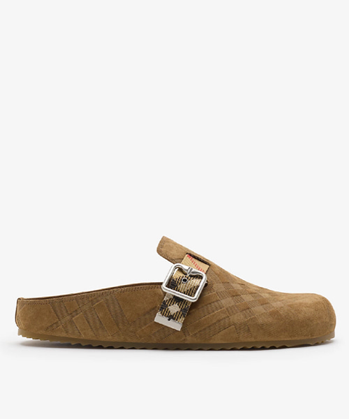 체크 스웨이드 어친 클로그