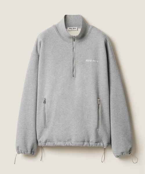 코튼 플리스 스웨트셔츠 반집업