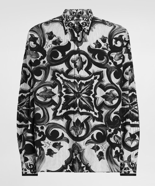 마죠리카 프린트 포폴린 셔츠