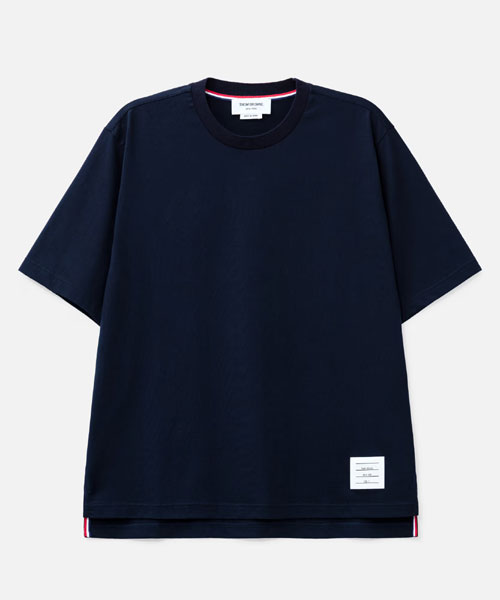 로고 아플리케 스트라이프 코튼 저지 티셔츠