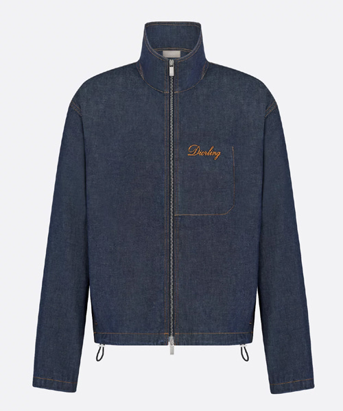 네이비 블루 코튼 데님 블루종 재킷