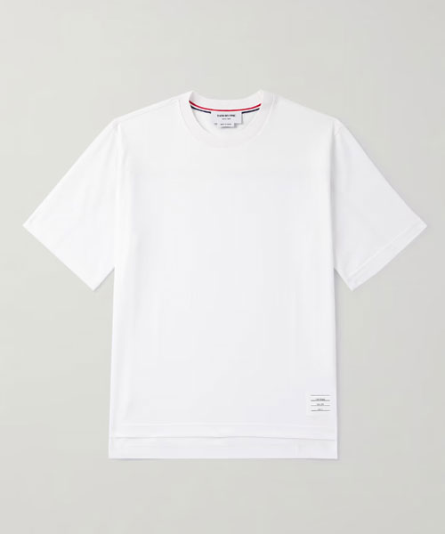 로고 아플리케 스트라이프 코튼 저지 티셔츠