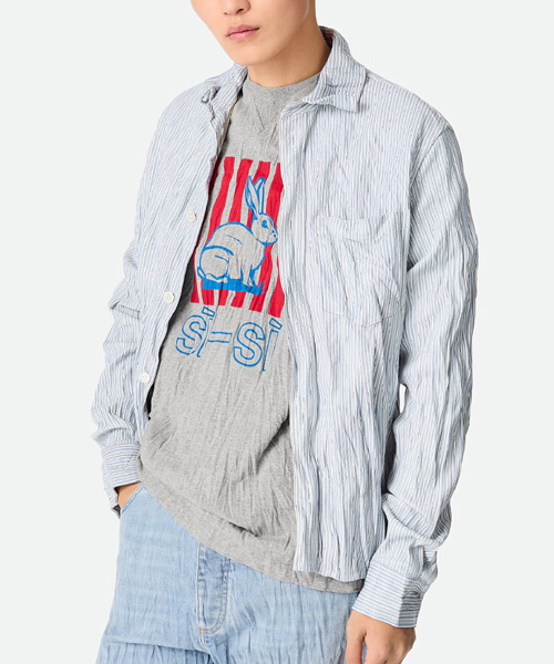 크러쉬드 코튼 스트라이프 셔츠