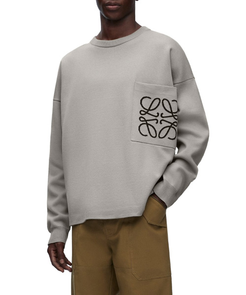 시그니처 로고 자수 코튼 혼방 스웨터