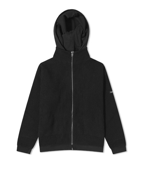 로고 패치 니트 집업 후디 가디건