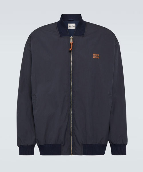 로고 코튼 블렌드 봄버 자켓