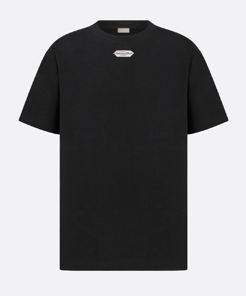 코튼 저지 캐주얼 핏 라벨 티셔츠