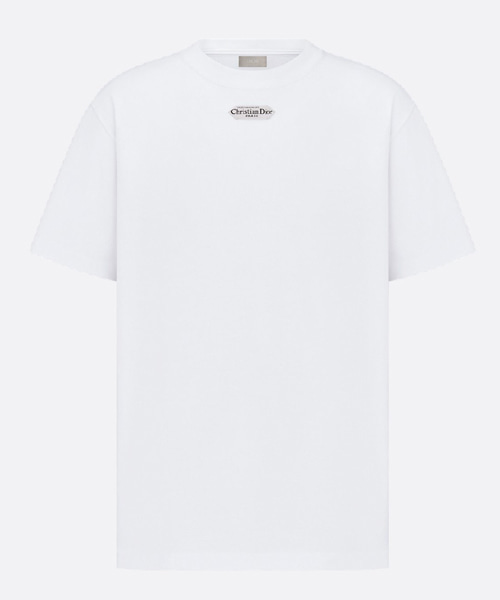 코튼 저지 캐주얼 핏 라벨 티셔츠