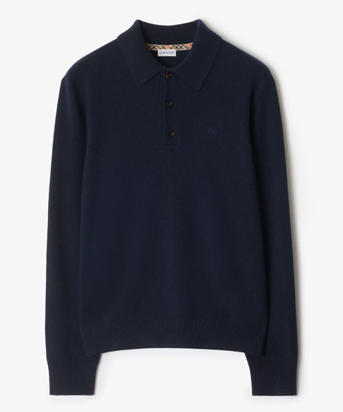 롱 슬리브 캐시미어 블렌드 폴로셔츠