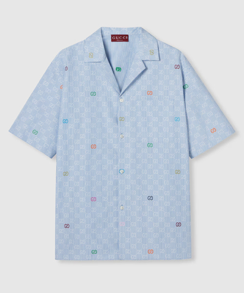 스트라이프 코튼 볼링 셔츠