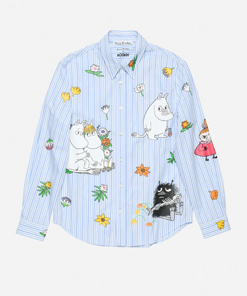 x MOOMIN스트라이프 그래픽 프린트 레귤러 셔츠
