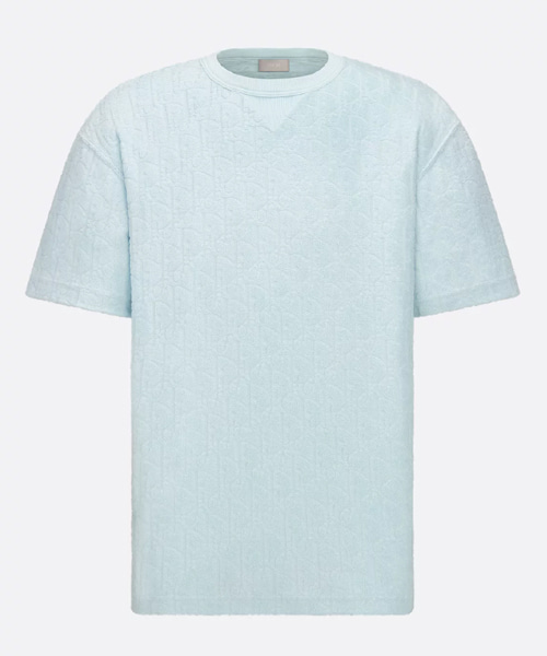 테리 코튼 자카드 오블리크 캐주얼 핏 티셔츠