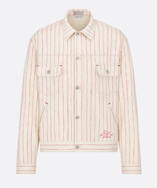 스트라이프 코튼 데님 자켓