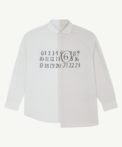 비대칭 팝린 코튼 셔츠